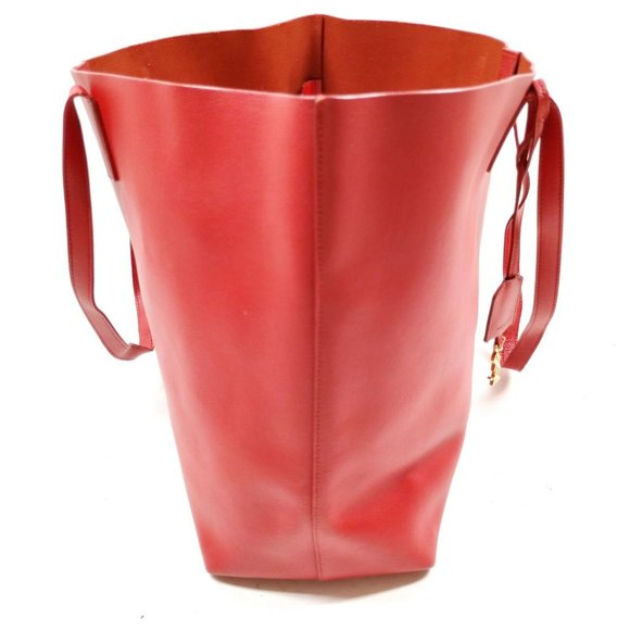 Auth Yves Saint Laurent Tote Bag Red Leather #61173Y40 - Picture 3 of 9